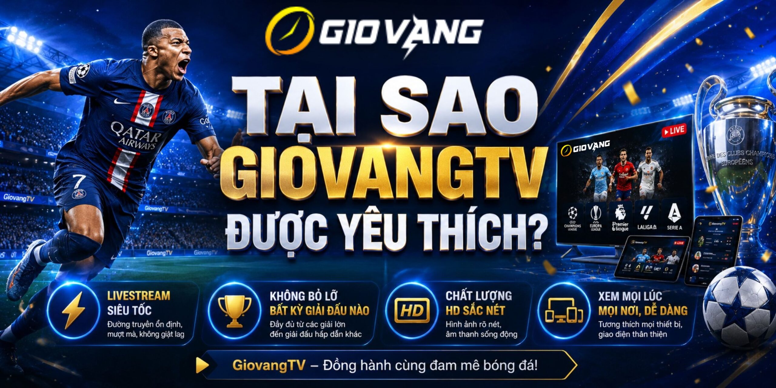 Trang web Giovang.tv được fan xem bóng đá trực tuyến cực kỳ yêu thích