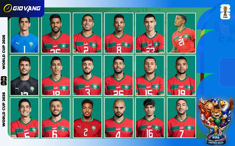 Danh sách cầu thủ đội tuyển Maroc tại World Cup 2026