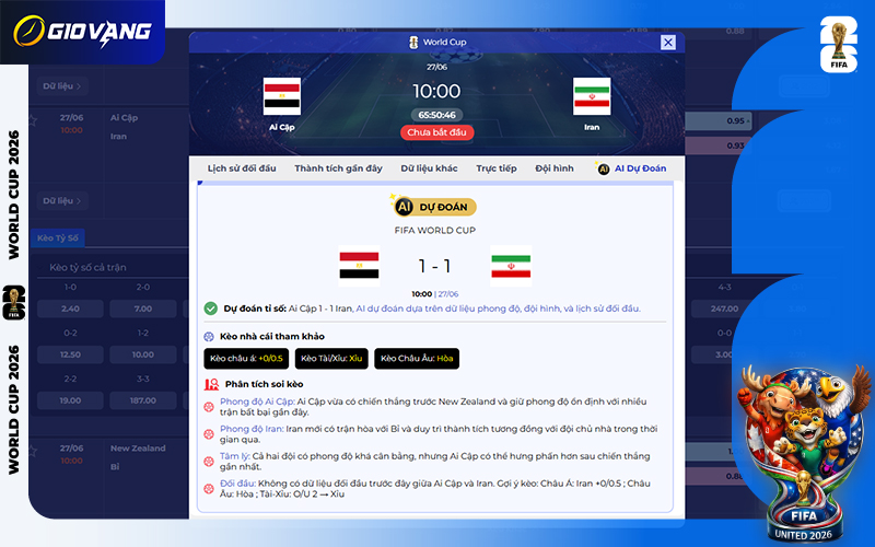 Dự đoán AI Ai Cập vs Iran 10h00 ngày 27/6/2026