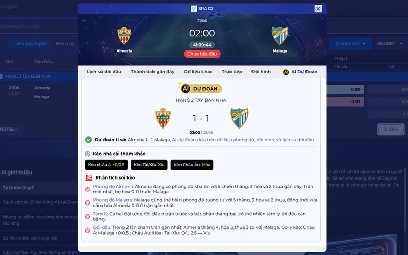 Dự đoán AI Almeria vs Malaga 02h00 ngày 21/6/2026