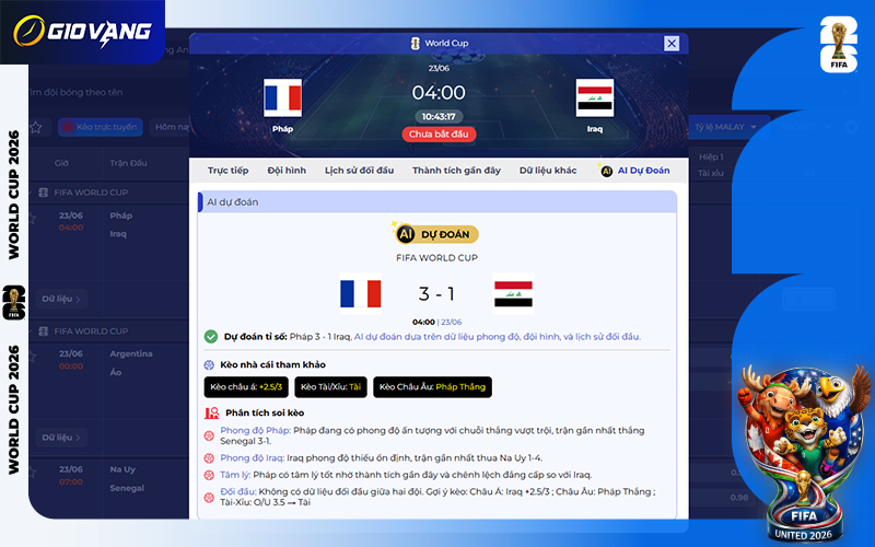 Dự đoán AI Pháp vs Iraq 04h00 ngày 23/6/2026